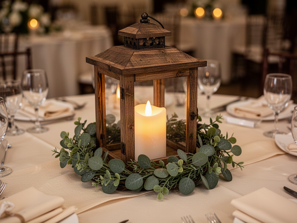 Rustic lantern centerpiece