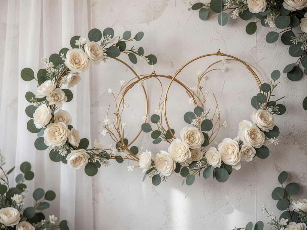 Floral hoop wedding decoration