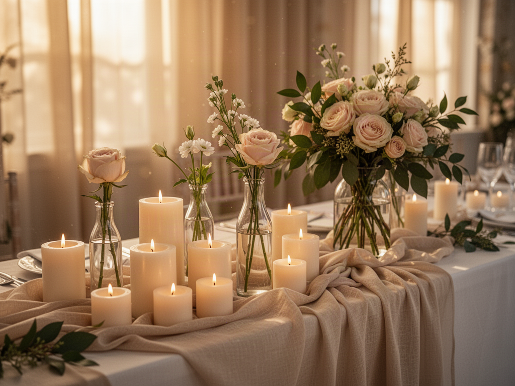 Elegant candlelit wedding table styled on a budget