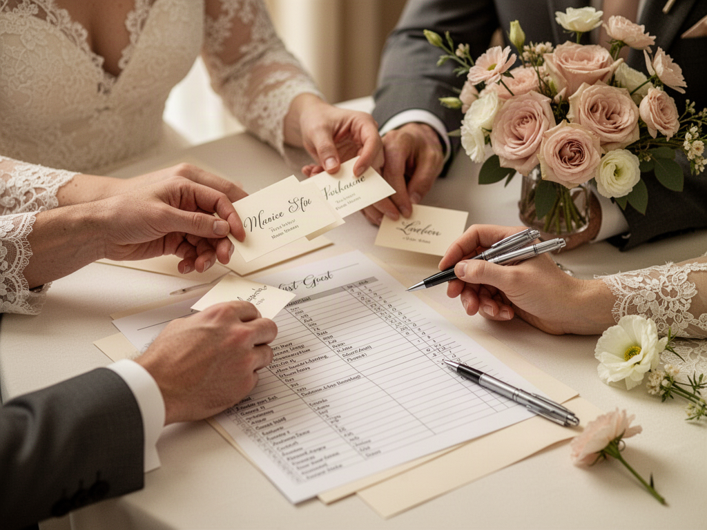 Wedding guest planning with place cards
