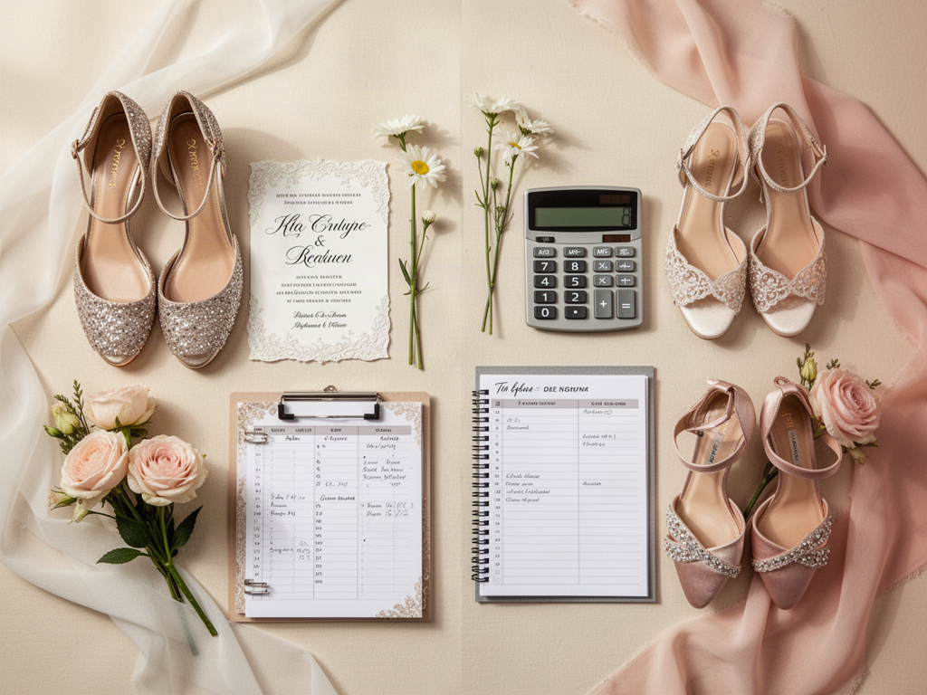 Wedding planning details arranged for splurge versus save decisions